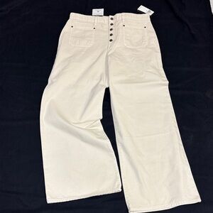 Ralph Lauren Off-White Wide Leg High Rise Jeans